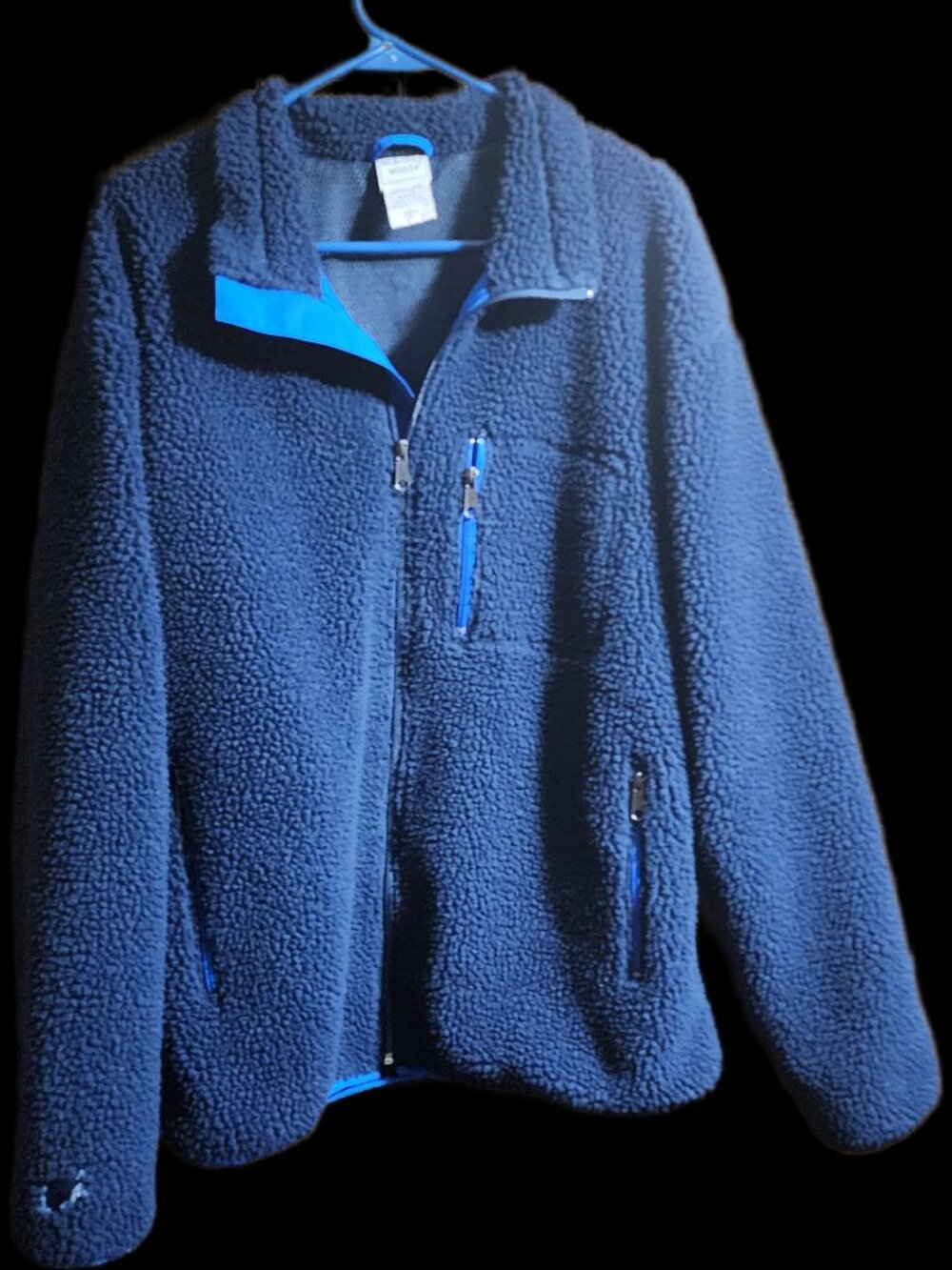 Scandia Woods Blue Sherpa Fleece Jacket Full Zip Sherpa Lined Mens Size L